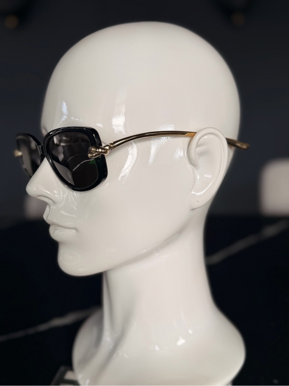 Black Women's Sunglasses with Gold Accent - Designer Style - Picture 2 of 11